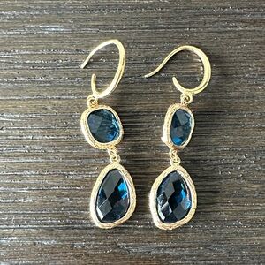 Elegant Gold and Blue Drop Earrings